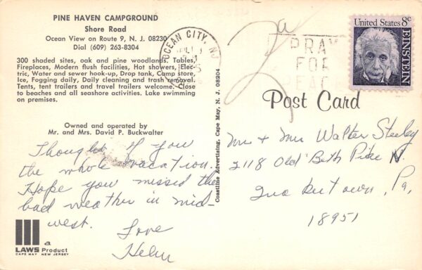 Ocean View New Jersey Pine Haven Campground, Photochrome Vintage Postcard U10131 - Image 2