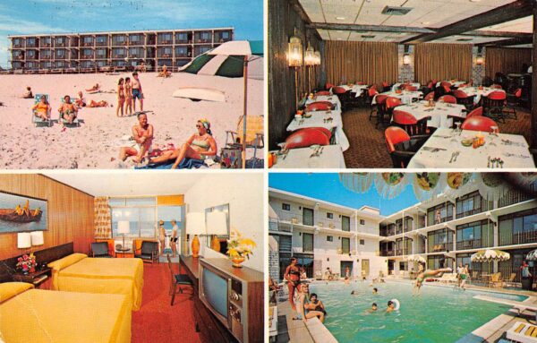 Spray Beach New Jersey Spray Beach Motor Inn, Multi-View Chrome Postcard U10132