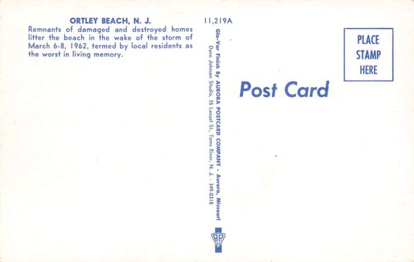 Ortley Beach New Jersey Remnants Of Destroyed Homes, 1962 Vintage PC U10142 - Image 2