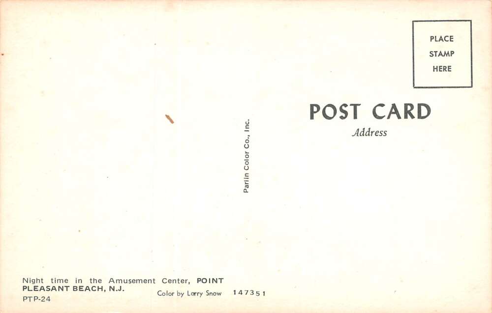 Point Pleasant Beach New Jersey Night Time At Amusement Center, Chrome PC U10157 - Image 2