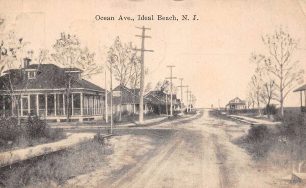 Ideal Beach New Jersey Ocean Avenue, Sepia Tone Lithograph Vintage PC U10170