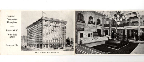 Wilmington Delaware Hotel du Pont Views Tri-Fold Vintage Postcard AA70782