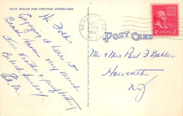 Long Beach Island New Jersey Repairing Fish Pounds Linen Postcard AA70796 - Image 2