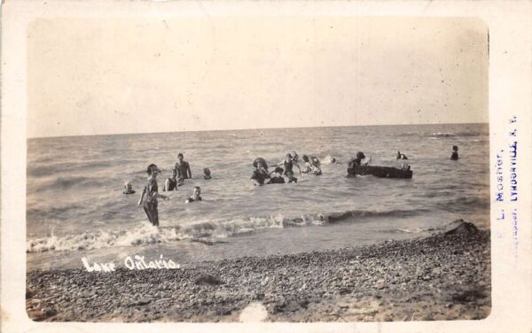 Lake Ontario New York Beach Scene Real Photo Vintage Postcard AA70834