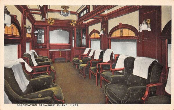 Rock Island Lines Railroad Observation Car Interior Vintage Postcard AA70835