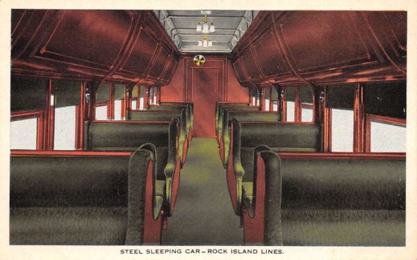 Rock Island Lines Railroad Steel Sleeping Car Interior Vintage Postcard AA70836