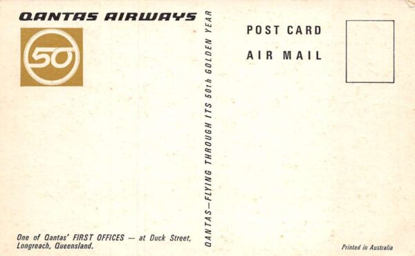 Longreach Australia Qantas Airways First Office Vintage Postcard AA70959 - Image 2