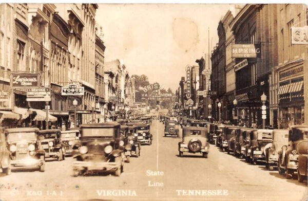 Virginia Tennessee State Line Street Scene Real Photo Postcard AA70986