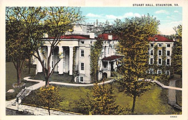 Staunton Virginia Stuart Hall, White Border Vintage Postcard U10257