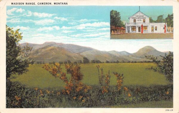 Cameron Montana Madison Range, General Store W/ Gas Pumps, Vintage PC U10267