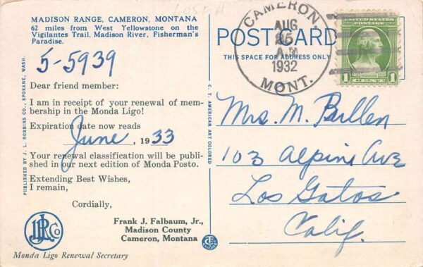 Cameron Montana Madison Range, General Store W/ Gas Pumps, Vintage PC U10267 - Image 2