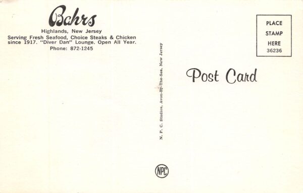 Highlands New Jersey Bahr's Restaurant, Multi-View Chrome Vintage PC U10293 - Image 2