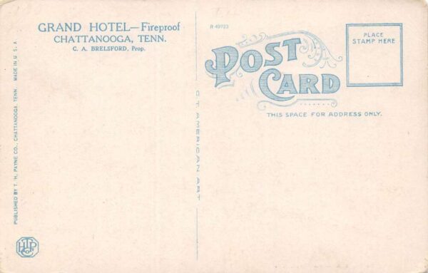 Chattanooga Tennessee Grand Hotel, White Border Vintage Postcard U10338 - Image 2