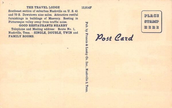 Nashville Tennessee The Travel Lodge, Multi-View Linen Vintage Postcard U10340 - Image 2
