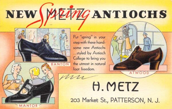 Petterson New Jersey Metz Antiochs Ladies Shoes Advertising Postcard AA71076