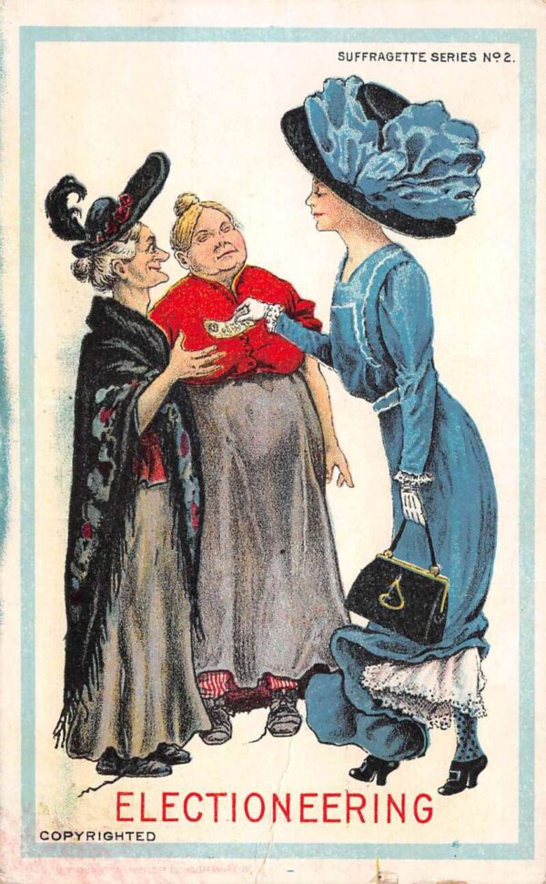 Suffragette Greetings "Electioneering" Lady Bribing Vintage Postcard AA71083