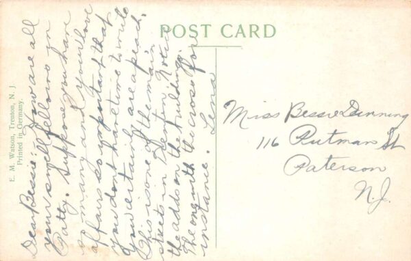 Trenton New Jersey Broad Street Trolley Street Car Vintage Postcard AA71111 - Image 2