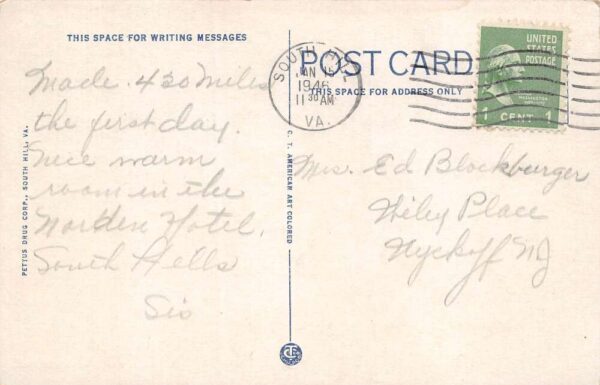 South Hill Virginia A.W.Jeffreys Big Exchange Warehouse, White Border PC U10542 - Image 2