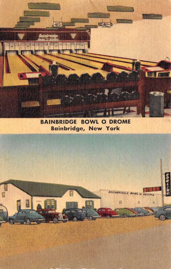 Bainbridge New York Bainbridge Bowl-O-Drome, Multi-View Linen Vintage PC U10546