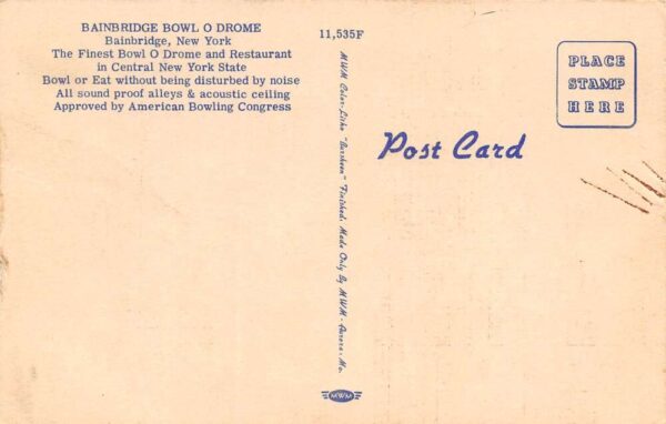 Bainbridge New York Bainbridge Bowl-O-Drome, Multi-View Linen Vintage PC U10546 - Image 2