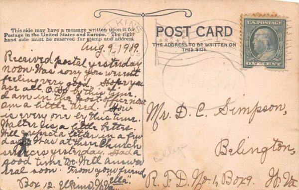 Elkins West Virgnia D. & E. College, Divided Back Vintage Postcard U10554 - Image 2