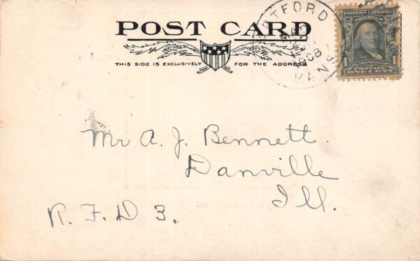 Hartford Kansas Town View From 1878, Undivided Back, Vintage Postcard U10576 - Image 2