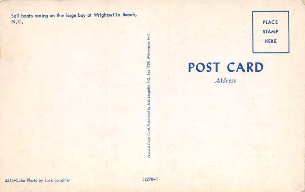 Wrightsville Beach North Carolina Sailboat Racing In Bay, Photochrome Vintage Postcard U10587 - Image 2