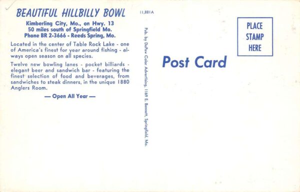 Kimberling City Missouri Hillbilly Bowl, Multi-View Chrome Vintage PC U10588 - Image 2