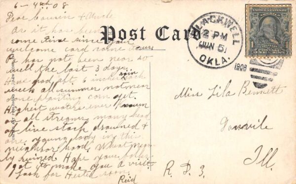 Tonkawa Oklahoma First Methodist Episcopal Church, Divided Back Postcard U10592 - Image 2