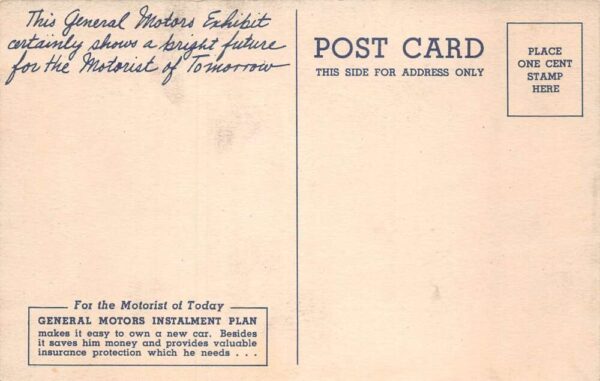 1939 New York Worlds Fair General Motors Futurama Vintage Postcard AA71245 - Image 2