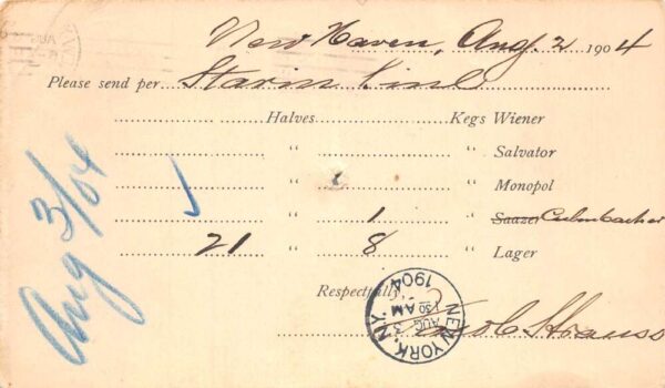 New York City Jacob Hoffmann Brewing Co Postal Receipt Vintage Postcard AA71249 - Image 2