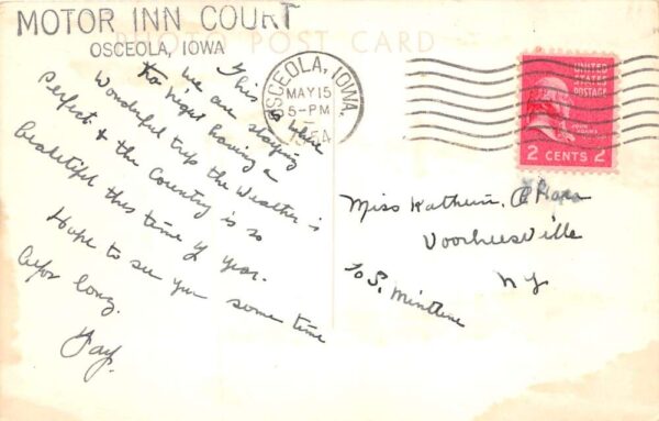 Osceola Iowa Motor Inn Court Real Photo Vintage Postcard AA71254 - Image 2