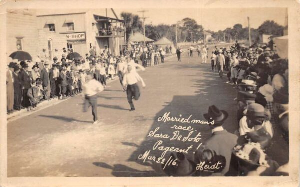Sarasota Florida Sara De Soto Pageant Married Mans Race Real Photo PC AA71289