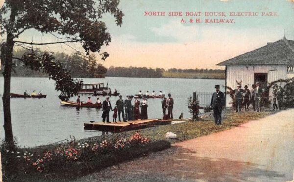 Kinderhook Lake New York ? Electric Park Boat House Albany Hudson RR PC AA71350