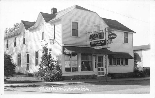 Wolverine Michigan Hill Crest Inn Greyhound Bus Stop Real Photo Postcard AA71354