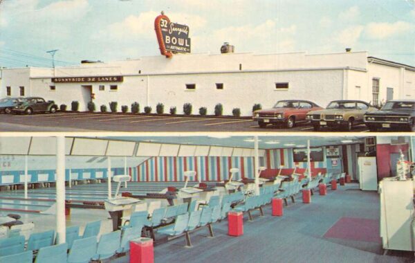 Danvers Massachusetts Sunnyside Bowladrome Bowling Alley Postcard AA71366