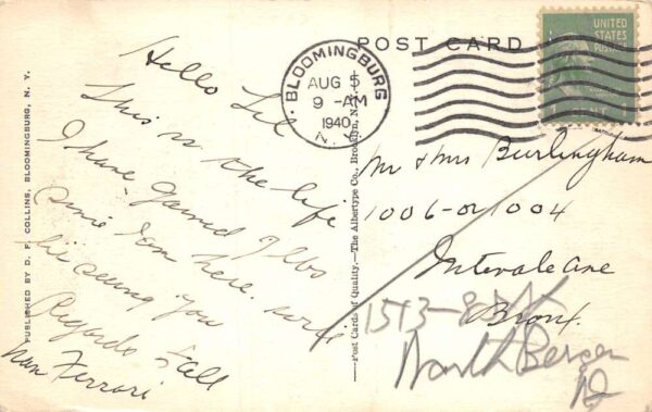 Bloomingburg New York A Quiet Retreat, Photo Print Vintage Postcard U10664 - Image 2