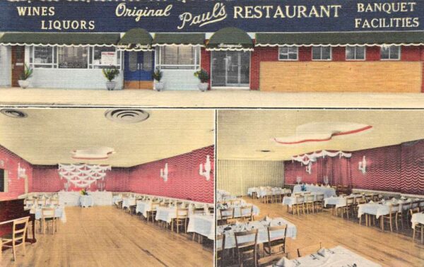 Brooklyn New York Original Paul's Restaurant, Multi-View Linen Vintage PC U10668