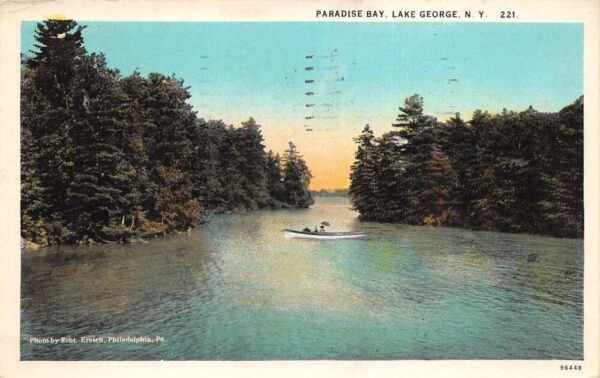 Lake George New York Paradise Bay, White Border Vintage Postcard U10675