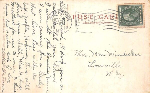 Watertown New York City Park View, Sky Tinted Vintage Postcard U10679 - Image 2