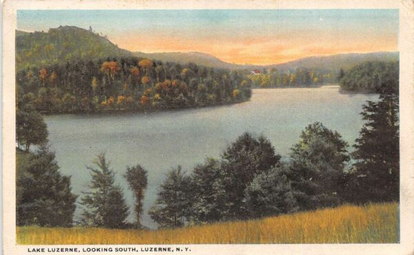 Luzerne New York Lake Luzerne, Looking South, White Border Vintage PC U10690