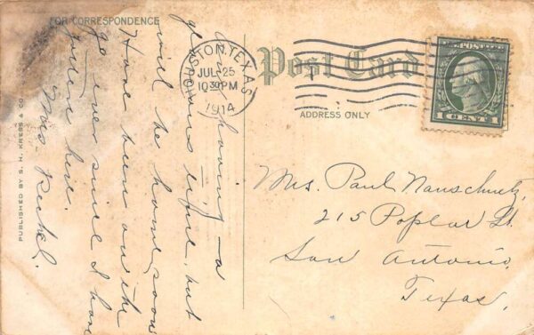 Houston Texas City Park Monument to Texas Rangers Vintage Postcard AA71469 - Image 2