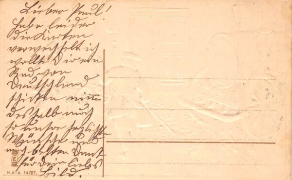 New Year Greetings Sweeping up Gold in the Street Vintage Postcard AA71471 - Image 2