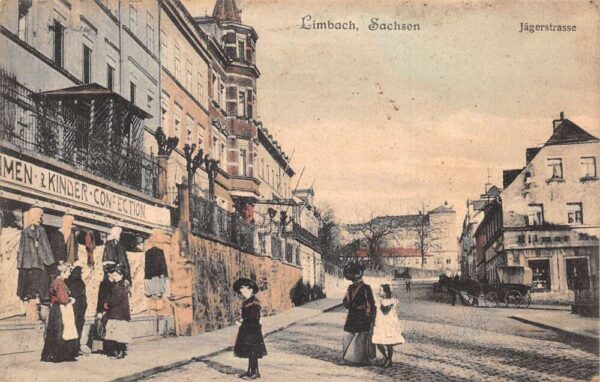 Limbach Germany Sachsen Jagerstrasse Street Scene Vintage Postcard AA71478