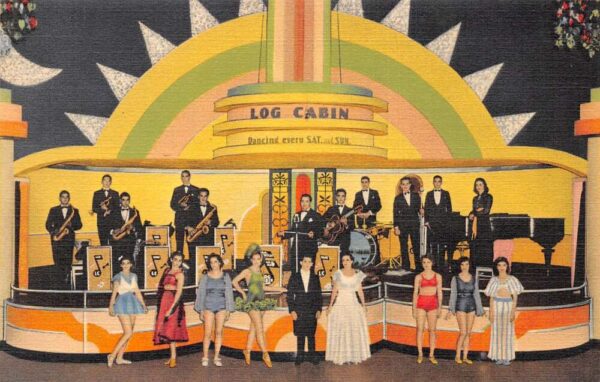 Aurora Illinois Expo Park Log Cabin Ballroom Bandstand Vintage Postcard AA71481