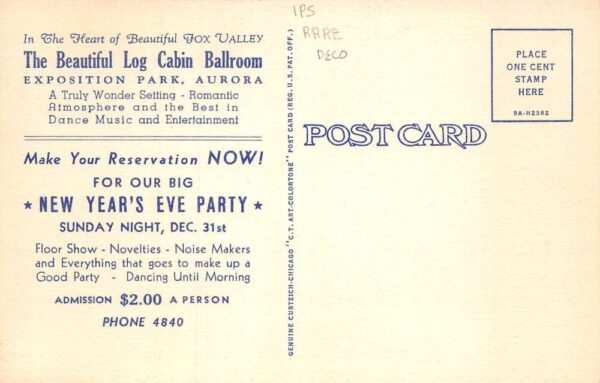 Aurora Illinois Expo Park Log Cabin Ballroom Bandstand Vintage Postcard AA71481 - Image 2