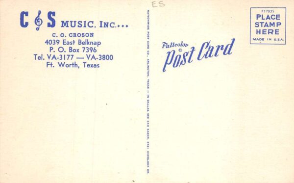 Fort Worth Texas C and S Music Store Interior Instruments Postcard AA71482 - Image 2