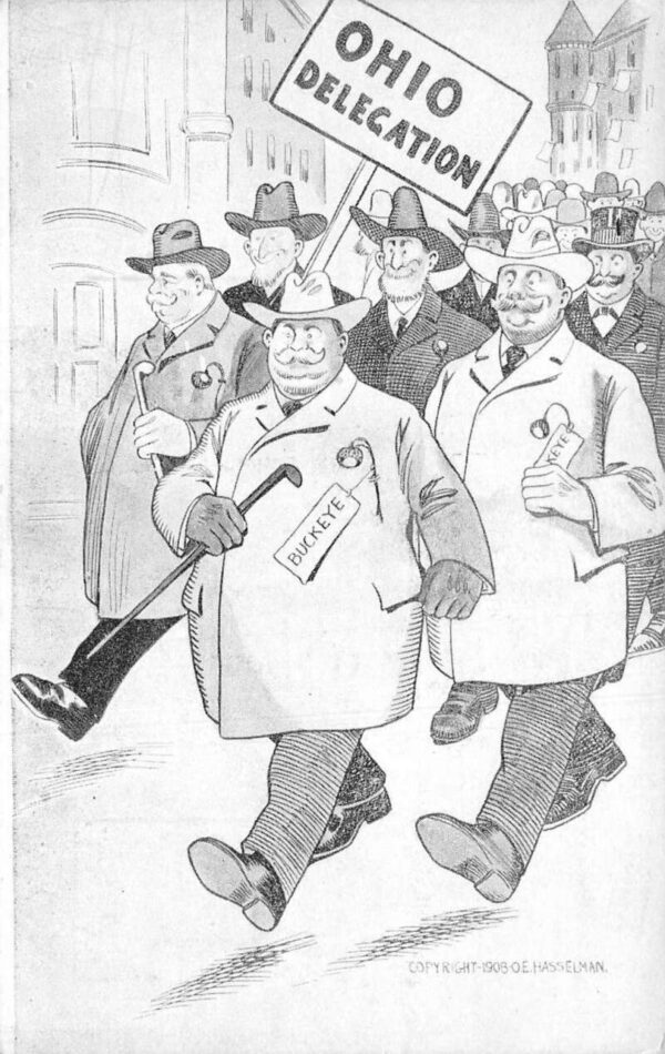 Ohio Delegation Buckeye Political Cartoon Vintage Postcard AA71484