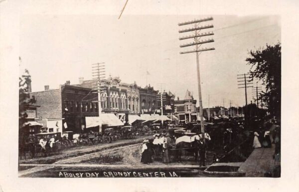 Grundy Center Virginia "A Busy Day" Street Scene Real Photo Postcard AA71487
