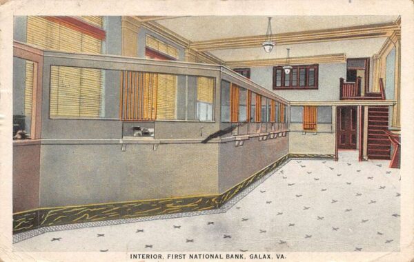 Galax Virginia First National Bank Interior Vintage Postcard AA71490